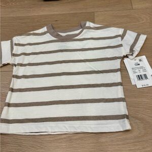 Striped Kids T-Shirt - Cream and Brown